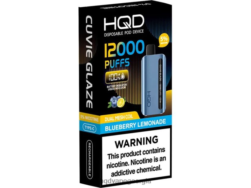 HQD vape Georgia - მოცვის ლიმონათი HQD CUVIE GLAZE ერთჯერადი ვაიპი 12000 X2N68J142